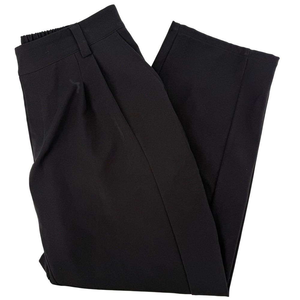 Halara Black Pleated High Waisted Tapered Trousers Pants Large Regular 02817814